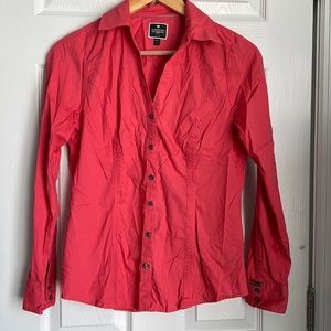 Coral button-down shirt